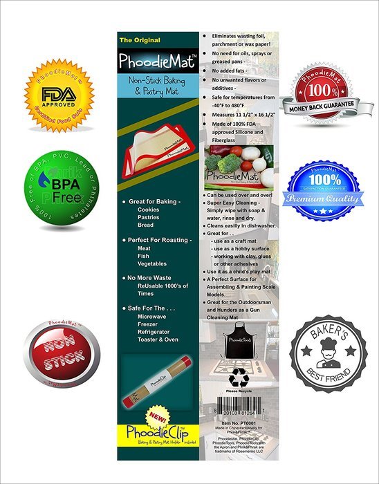 THE ORIGINAL PHOODIEMAT - Premium Silicone Baking Mat/Pastry Mat & Cookie Sheet/Baking Sheet Liner - Includes... N8