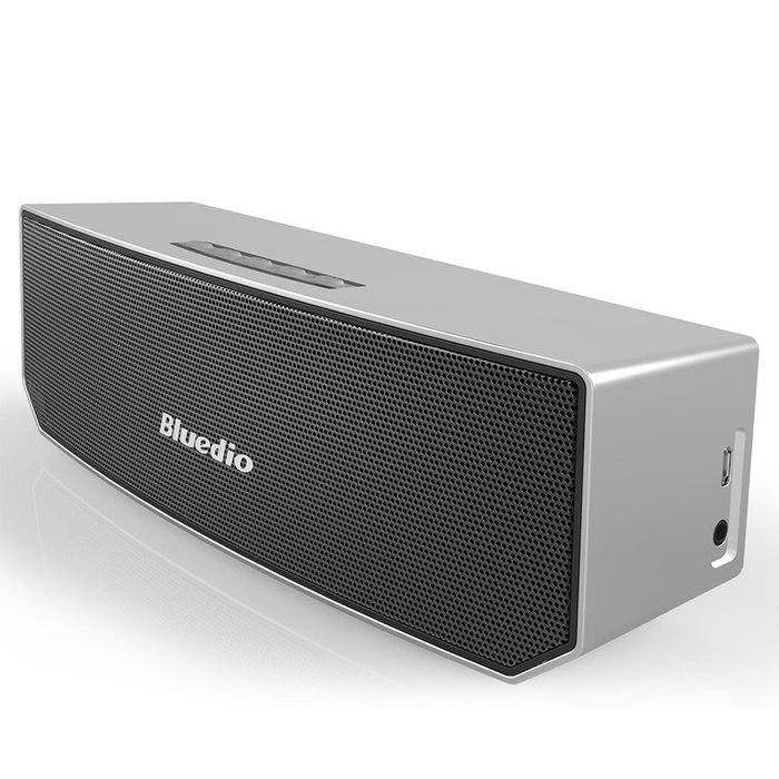 Bluedio Portable Bluetooth Wireless Stereo Speaker with Microphone-silver