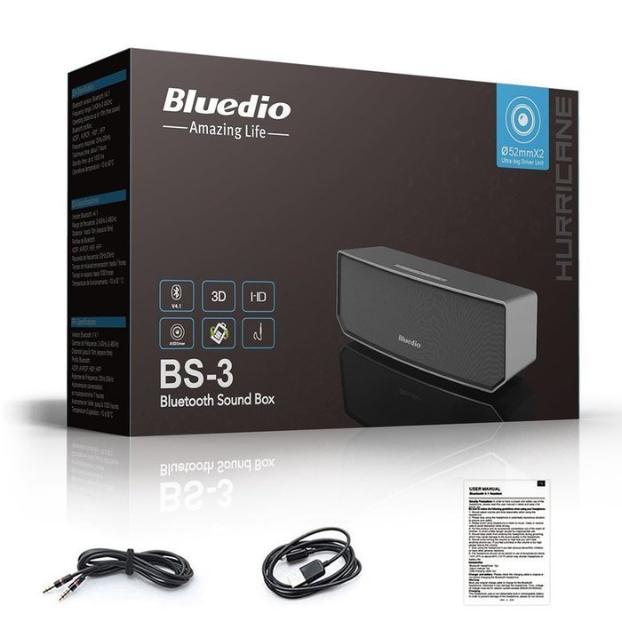 Bluedio Portable Bluetooth Wireless Stereo Speaker with Microphone-silver N7