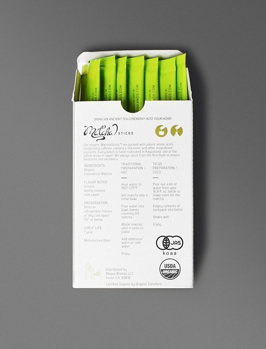 Magus Brands MatchaSticks Organic Ceremonial Grade Matcha to Go | 10-Count | 2g per Stick | 100% Pure Organic... N2