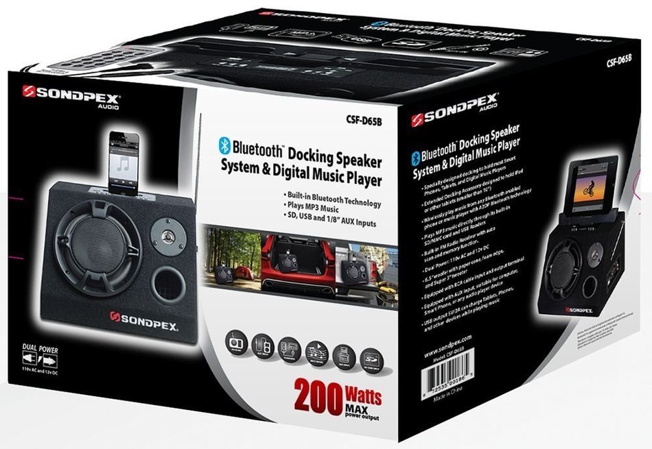 Sondpex CSF-D65B Bluetooth Docking Speaker System & Digital Music Player