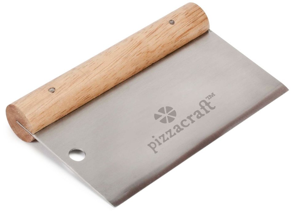Pizzacraft 6" x 3" Hardwood Handled Pizza Dough Scraper and Cutter (Stainless Steel) - PC0207