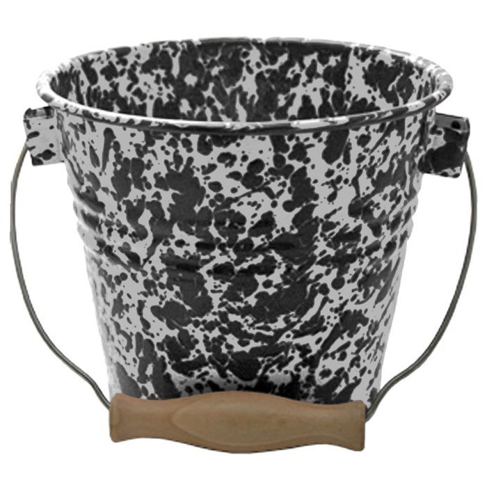 Enamelware Small Pail - Solid White with Red Rim N3