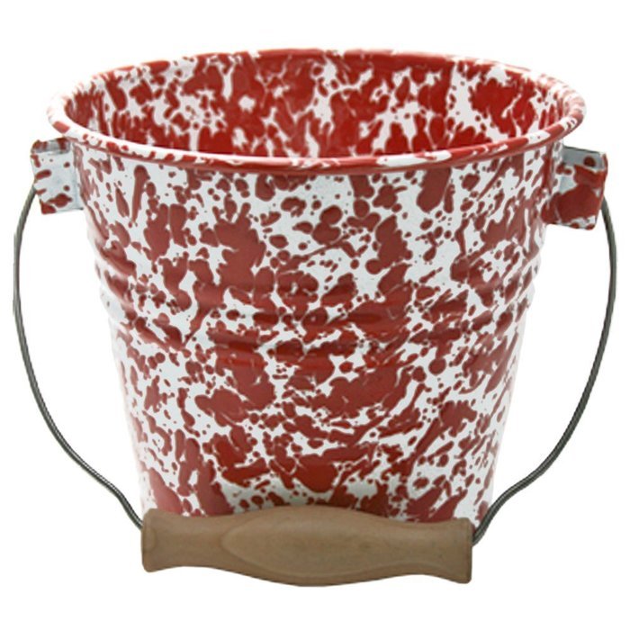 Enamelware Small Pail - Solid White with Red Rim N4