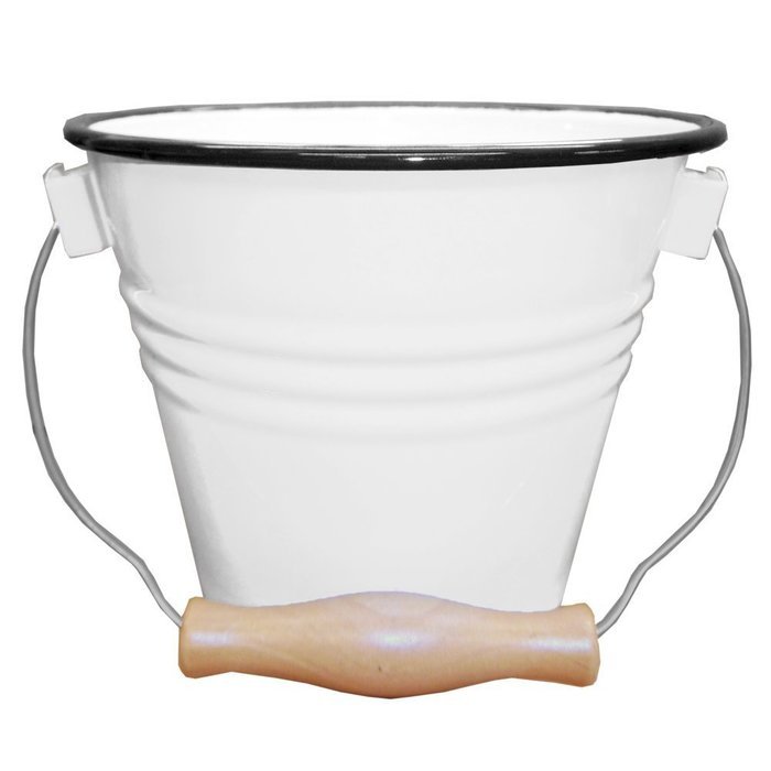 Enamelware Small Pail - Solid White with Red Rim N6