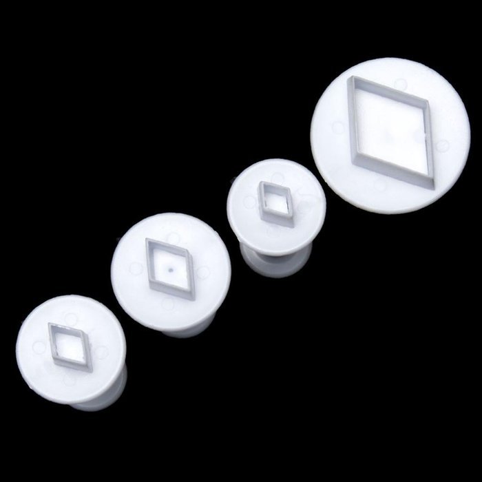 Generic 4Pcs/Set Fondant Cake Diamond Biscuit Plungers Mold DIY Pastry Decorate Cutter Tool(White)
