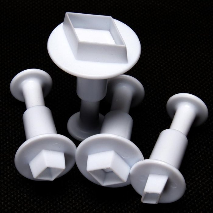 Generic 4Pcs/Set Fondant Cake Diamond Biscuit Plungers Mold DIY Pastry Decorate Cutter Tool(White) N2
