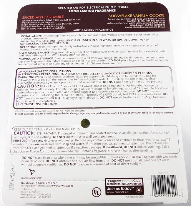Airwick Life Scents - Spiced Apple Crumble & Snowflake Vanilla Cookie N2