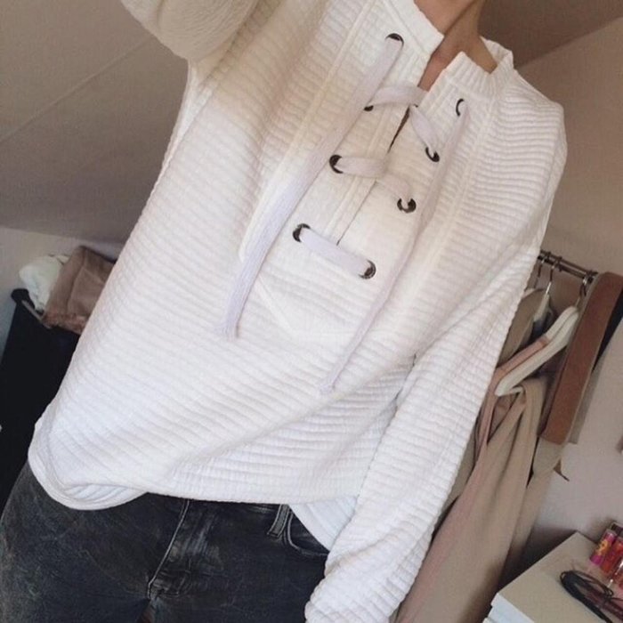 AIMTOPPY New Womens Casual Long Sleeve Hoodie Sweatshirt Jumper Pullover Tops Shirt Coat (XL, White) N12