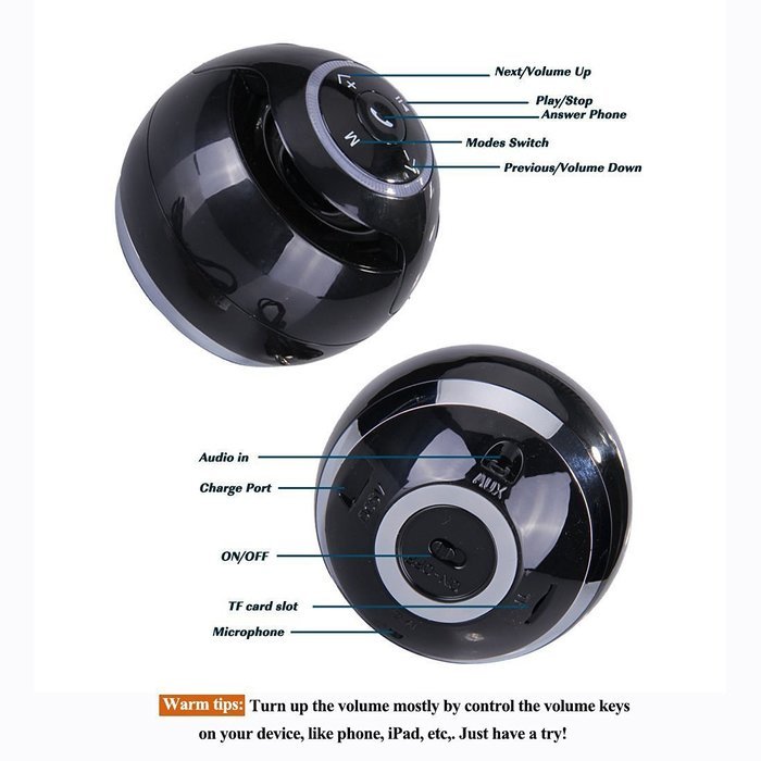 VICTORSTAR@ Wireless Bluetooth Speakers With Subwoofer Mini Round Hi-Fi Speaker Portable Speakers For Hands-Free... N5