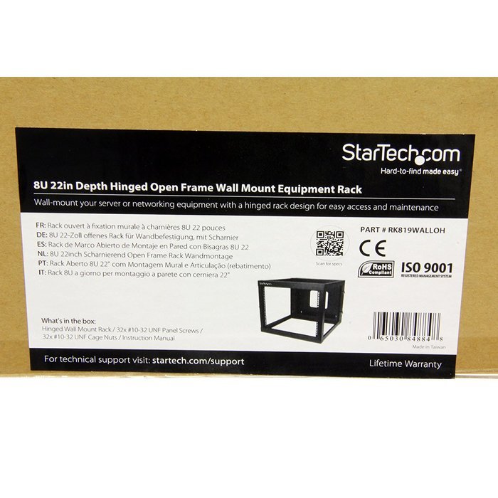 StarTech RK812WALLO 8U Open Frame Wall Mount Equipment Rack - 12-Inch Deep (Black) N18