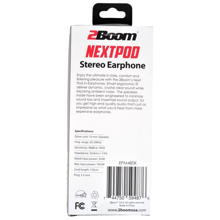 2BOOM Next Pod Wired Earbuds with Microphone and Volume Control Blue N9