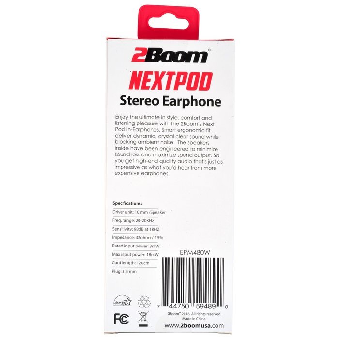 2BOOM Next Pod Wired Earbuds with Microphone and Volume Control Blue N12