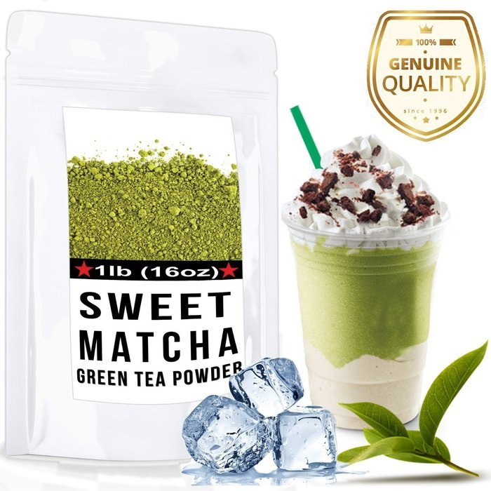 Sweet Matcha (16oz) High Quality Green Tea Powder Mix- Made with 100% Organic Matcha - Perfect for Making Green...