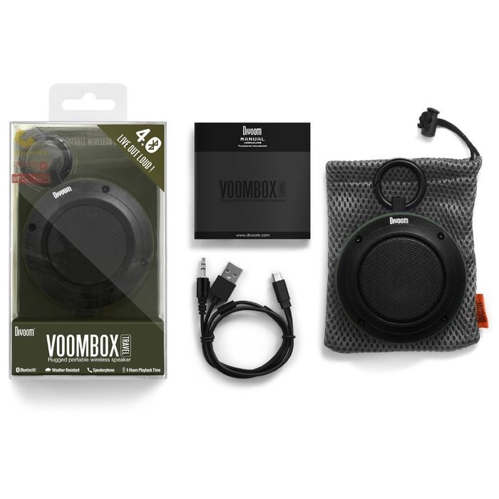 Divoom Voombox Travel Outdoor Water Resistant Bluetooth Portable Speaker with Microphone for Android Devices -... N4
