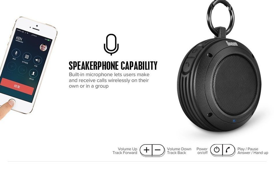 Divoom Voombox Travel Outdoor Water Resistant Bluetooth Portable Speaker with Microphone for Android Devices -... N7