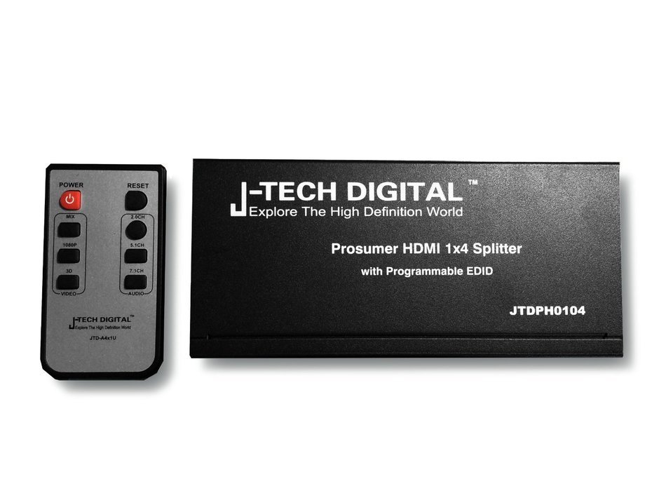 J-Tech Digital JTD-MINI-1x2SP 2 Port 1X2 Powered Hdmi Super Mini Splitter for Full Hd 1080P with 3D Capability N17