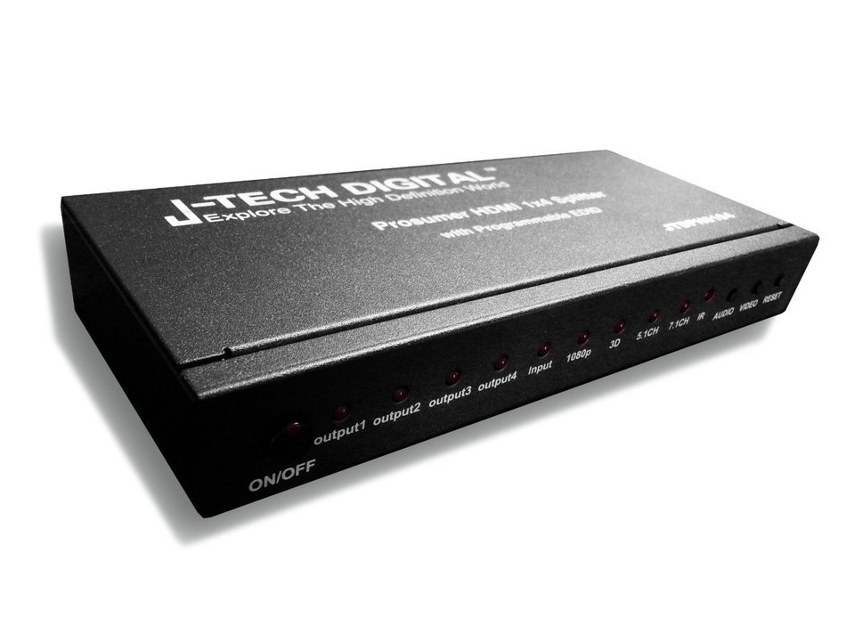 J-Tech Digital JTD-MINI-1x2SP 2 Port 1X2 Powered Hdmi Super Mini Splitter for Full Hd 1080P with 3D Capability N19