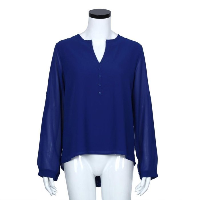 AIMTOPPY Fashion Womens Loose Long Sleeve Chiffon Casual Blouse Shirt Tops (XXXL, Blue) N13
