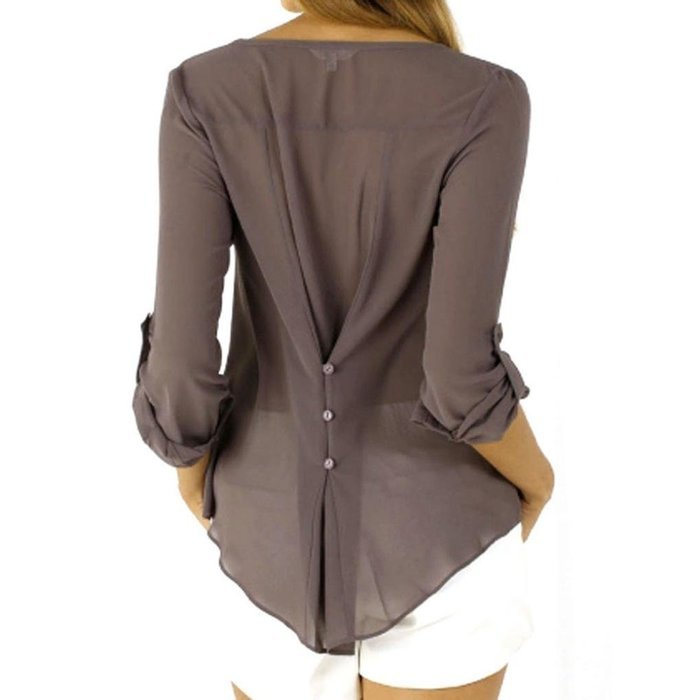 AIMTOPPY Fashion Womens Loose Long Sleeve Chiffon Casual Blouse Shirt Tops (XXXL, Blue) N18