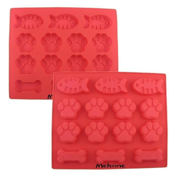 Mehome 14-cavity Silicone Mold Dog Paws Bones Fish for Soap, Bread, Loaf, Muffin, Brownie, Cornbread, Cheesecake...