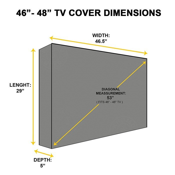 Outdoor TV Cover, Black Weatherproof Universal Protector for 46'' - 48'' LCD, LED, Plasma Television Sets - Compatible...