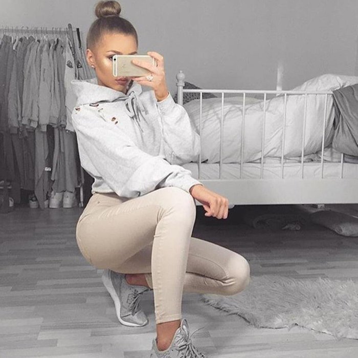 AIMTOPPY Women Hoodie Sweatshirt Jumper Sweater Crop Top Sports Pullover Tops (S) N3
