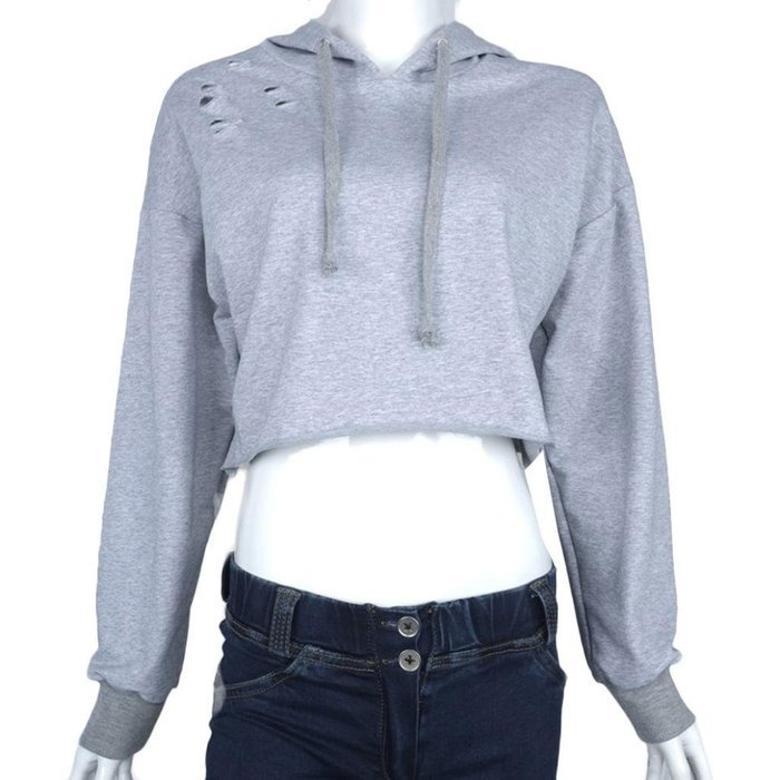 AIMTOPPY Women Hoodie Sweatshirt Jumper Sweater Crop Top Sports Pullover Tops (S) N4