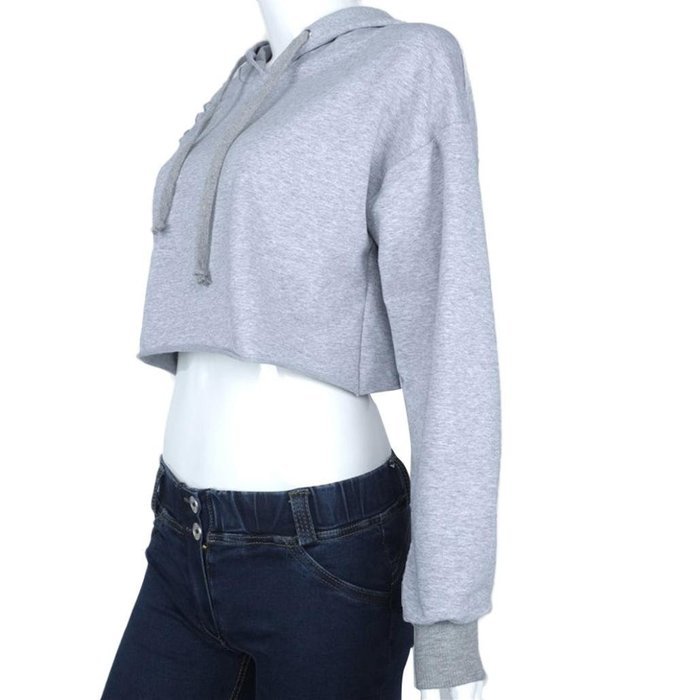 AIMTOPPY Women Hoodie Sweatshirt Jumper Sweater Crop Top Sports Pullover Tops (S) N5