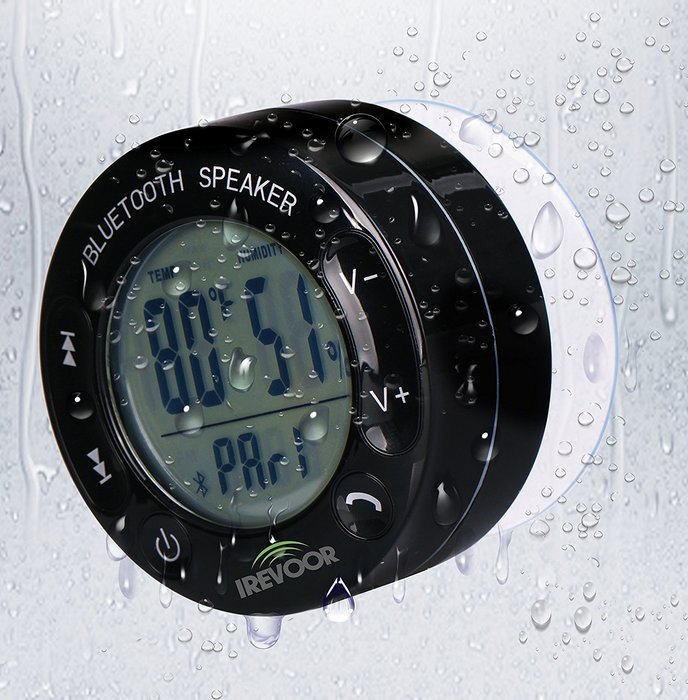 IreVoor Rechargeable Water Resistant Shower Bluetooth 3.0 Speaker - Portable Bluetooth Speaker With LCD Temperature... N2