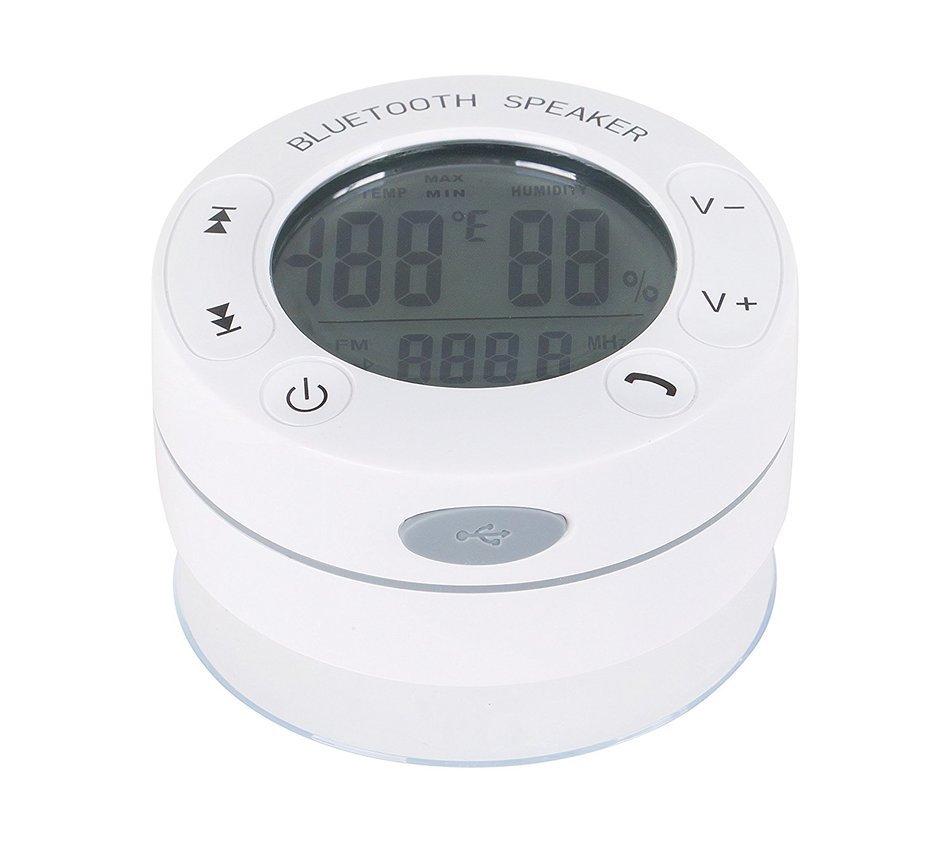 IreVoor Rechargeable Water Resistant Shower Bluetooth 3.0 Speaker - Portable Bluetooth Speaker With LCD Temperature... N4