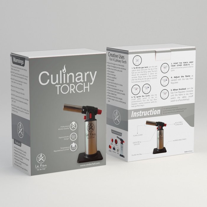 Vie De Chef Culinary Butane Torch - Best Creme Brulee Torch For Professional Kitchen & Baking Use - The Perfect... N7