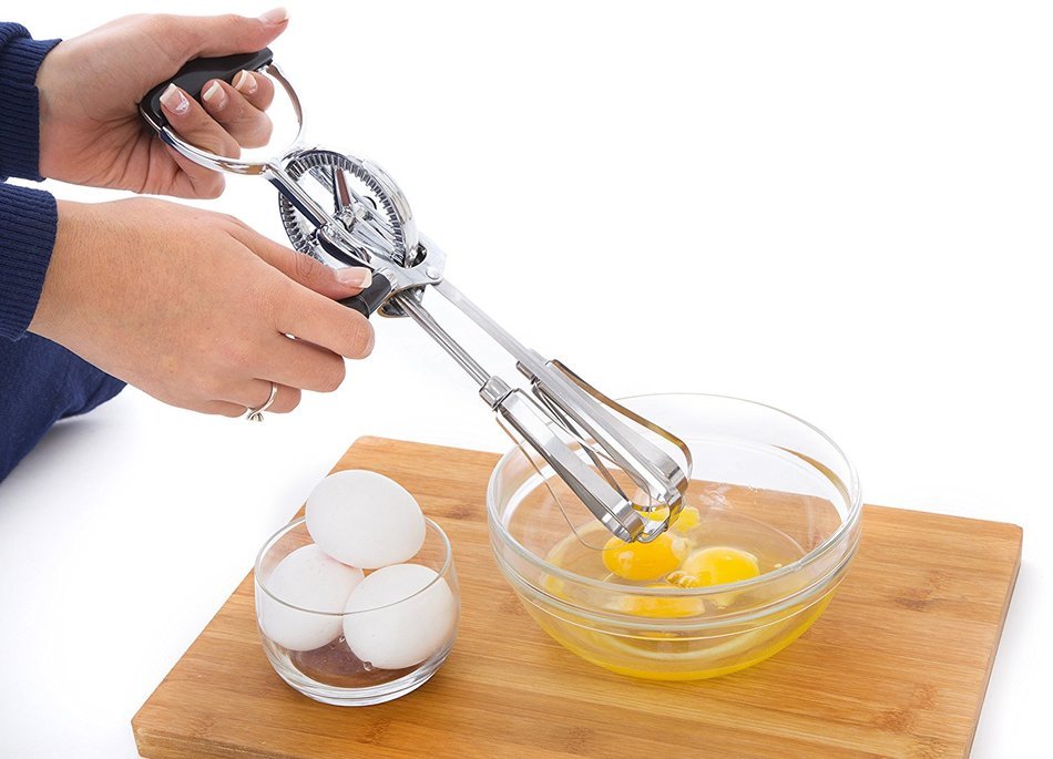 Best Rotary Egg Beater by ClickDamzon ~ Stainless Steel \ Plastic , Black Plastic Handle & Crank ~ Manual Egg... N2