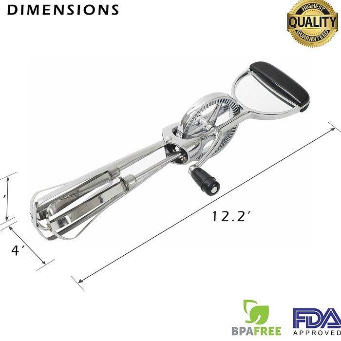 Best Rotary Egg Beater by ClickDamzon ~ Stainless Steel \ Plastic , Black Plastic Handle & Crank ~ Manual Egg... N5