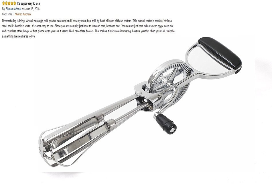Best Rotary Egg Beater by ClickDamzon ~ Stainless Steel \ Plastic , Black Plastic Handle & Crank ~ Manual Egg... N7