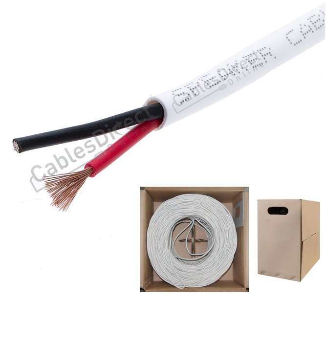 Cables Direct Online 500ft White Speaker Cable 14 AWG Wire Cl2 in Wall Bulk 14/2 Gauge 2 Conductor Audio