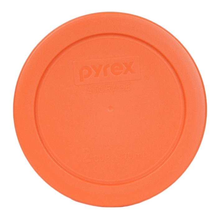 Pyrex Orange 2 Cup 4.5" Round Storage Cover #7200-PC for Glass Bowls - 2 Pack N2