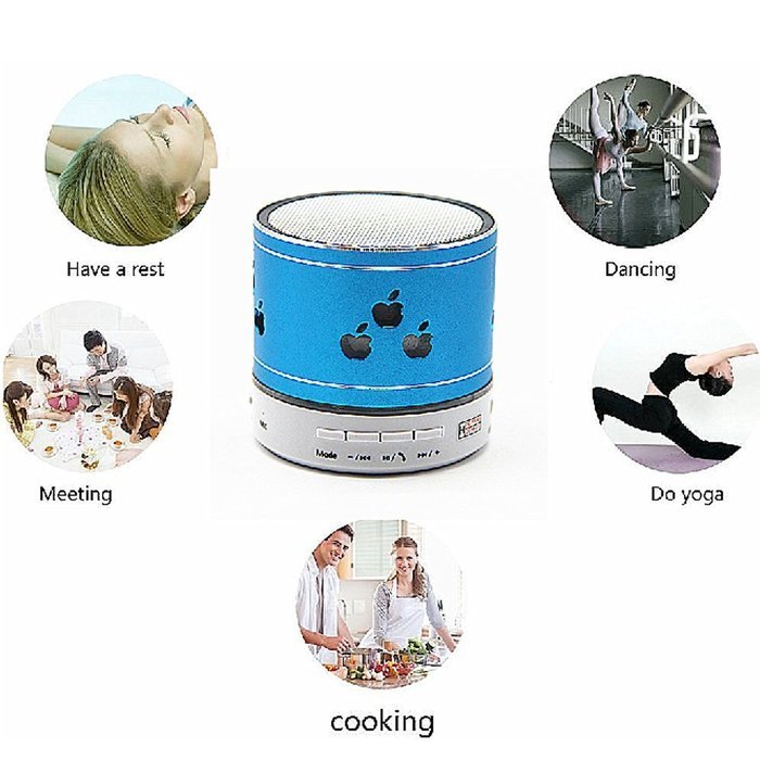 Smileto New Pattern Mini Bluetooth Speaker Apple LED Light Wireless Smart Hands Free Speaker With FM Radio Support... N14