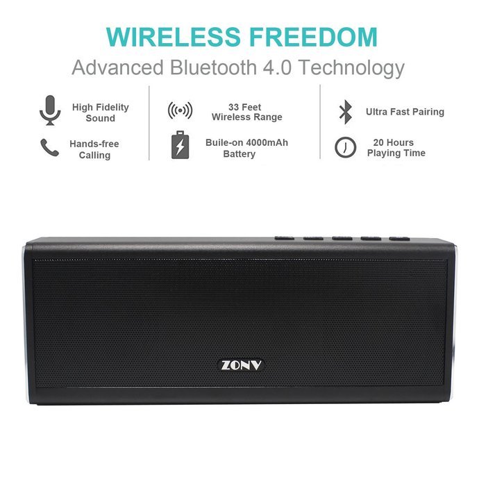 ZONV Portable Wireless Bluetooth Speaker 20W Output HD Bass Built-in Mic,Dual-Driver Portable Speakerphone with... N2