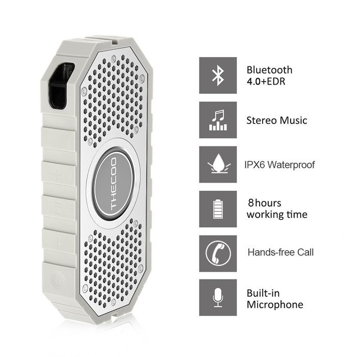 Docooler THECOO 710K Waterproof Shockproof Dustproof Bluetooth Speaker Dual Acoustic Driver Hands-free w/ Mic... N2
