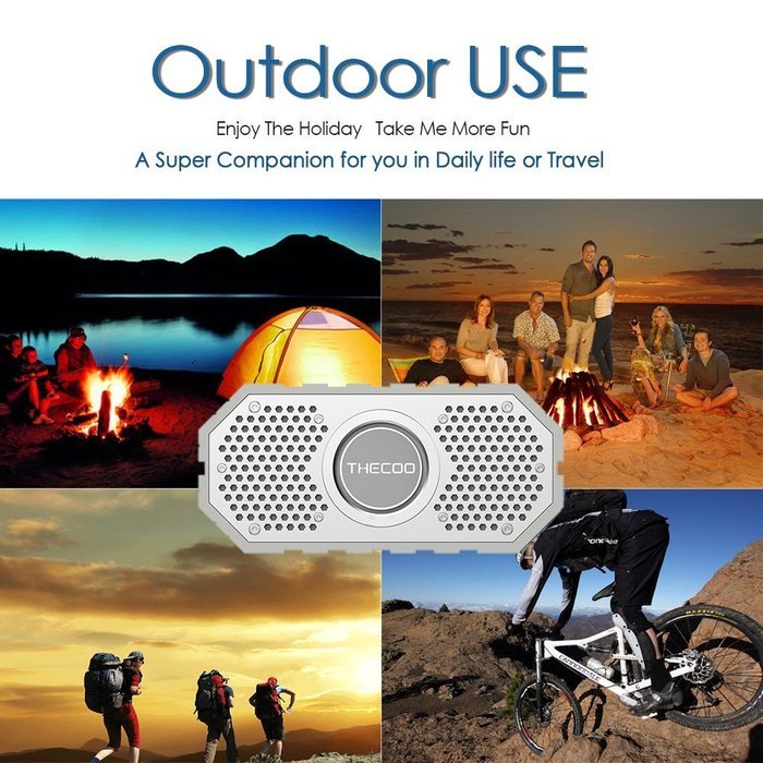 Docooler THECOO 710K Waterproof Shockproof Dustproof Bluetooth Speaker Dual Acoustic Driver Hands-free w/ Mic... N6