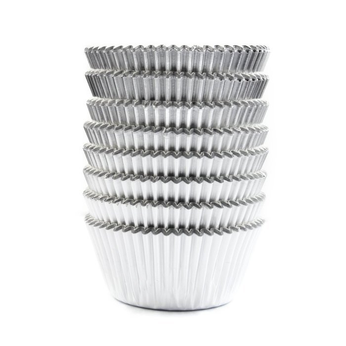 Eoonfirst Silver Foil Metallic Cupcake Case Liners Baking Muffin Paper Cases 176 Pcs