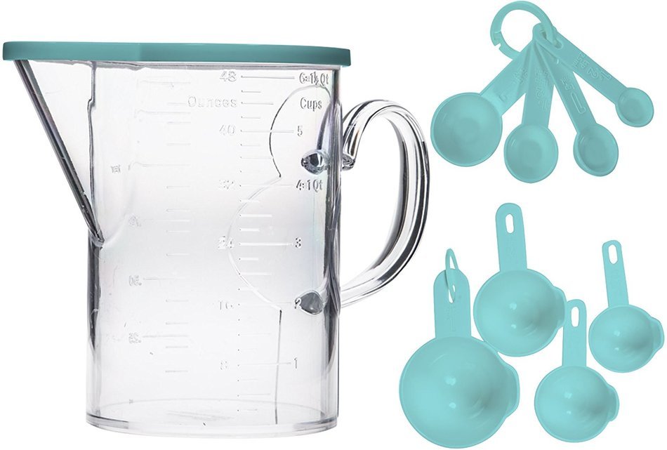 10 pcs Turquoise Kitchen Measuring Cup Set 1.5 Qt and Spoon Set