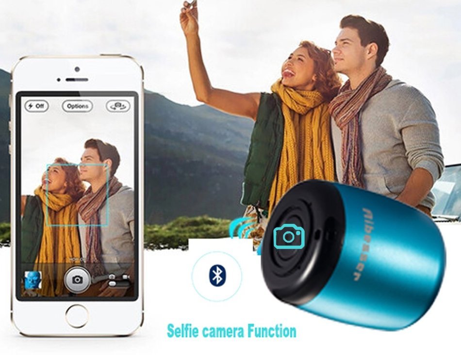 Mini Bluetooth Speaker Portable, Aibesser Built-in Mic with Selfie Camera Feature for iPhone ,Tablet (Blue) N6