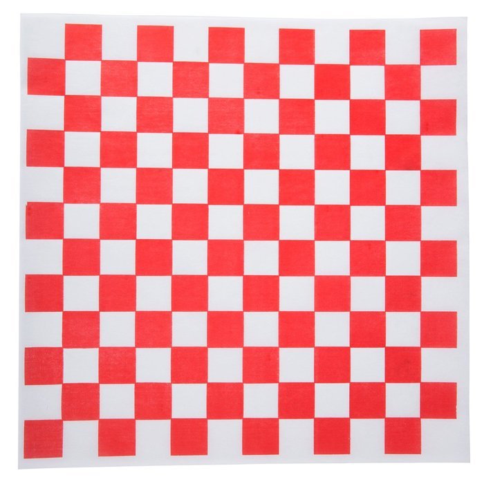 CakeSupply Checkered Deli Basket Liner, 12 x 12 Inch, Red and White, 100 Count