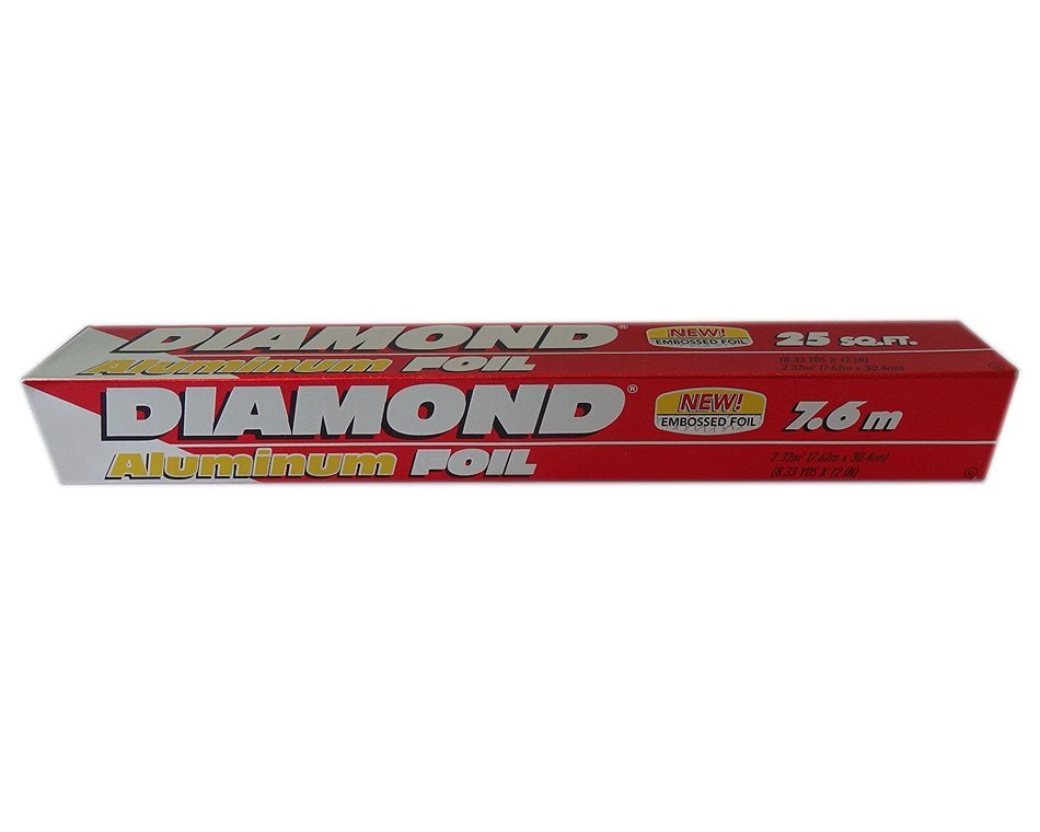(Set of 6) Diamond Aluminum Foil Sheet Food Wrap & Reheat 7.6m (8.33 yds x 12in)