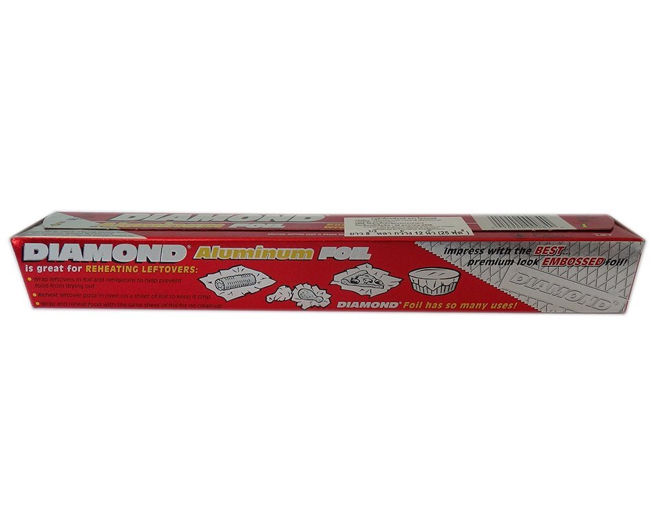(Set of 6) Diamond Aluminum Foil Sheet Food Wrap & Reheat 7.6m (8.33 yds x 12in) N2