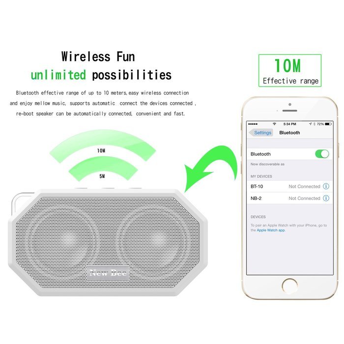 Bluetooth Speaker ,New Bee IP65 Water Resistant CSR Bluetooth 4.0 Handsfree Portable Indoor / Outdoor Enhance... N9