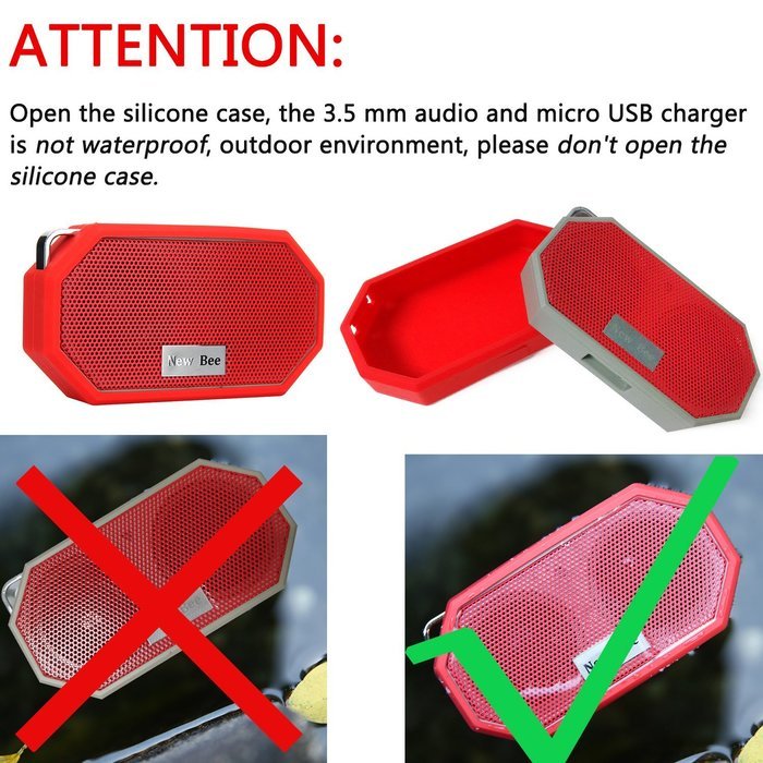 Bluetooth Speaker ,New Bee IP65 Water Resistant CSR Bluetooth 4.0 Handsfree Portable Indoor / Outdoor Enhance... N18