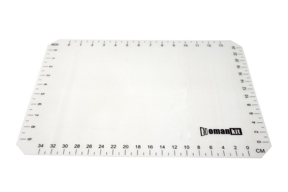 Homankit Silicone Baking Mat with Measurements, Half Sheet 11 5/8" x 16 1/2", Reusable Non-Stick Surface, White